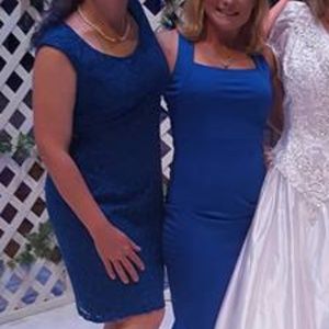 Blue Lace sleeveless dress.